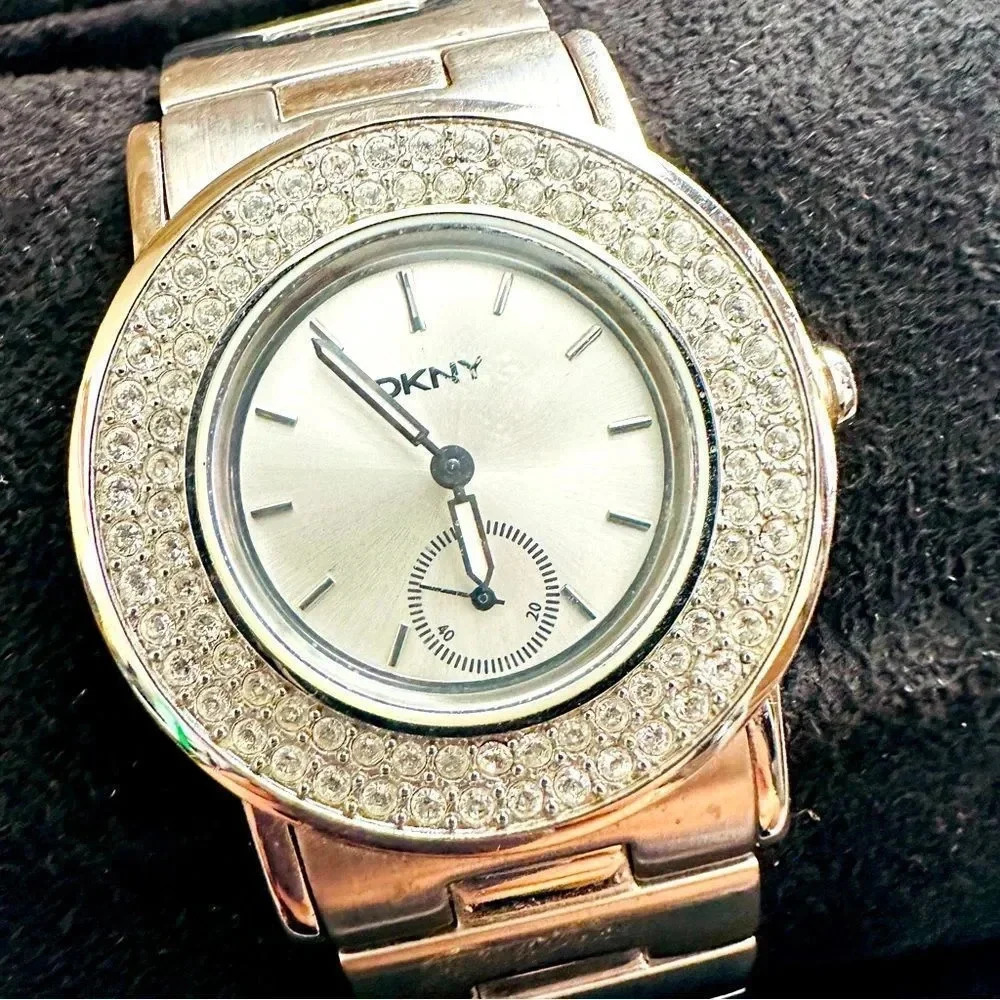 DKNY Stainless Steel With Pave Rhinestone/Crystal Watch Style 3495